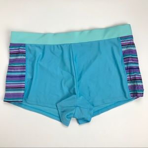 New Ladies Blue w/ Pattern Athletic Shorts